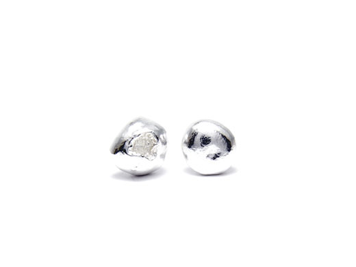 Pure silver nugget earrings (Little Crude) No 3