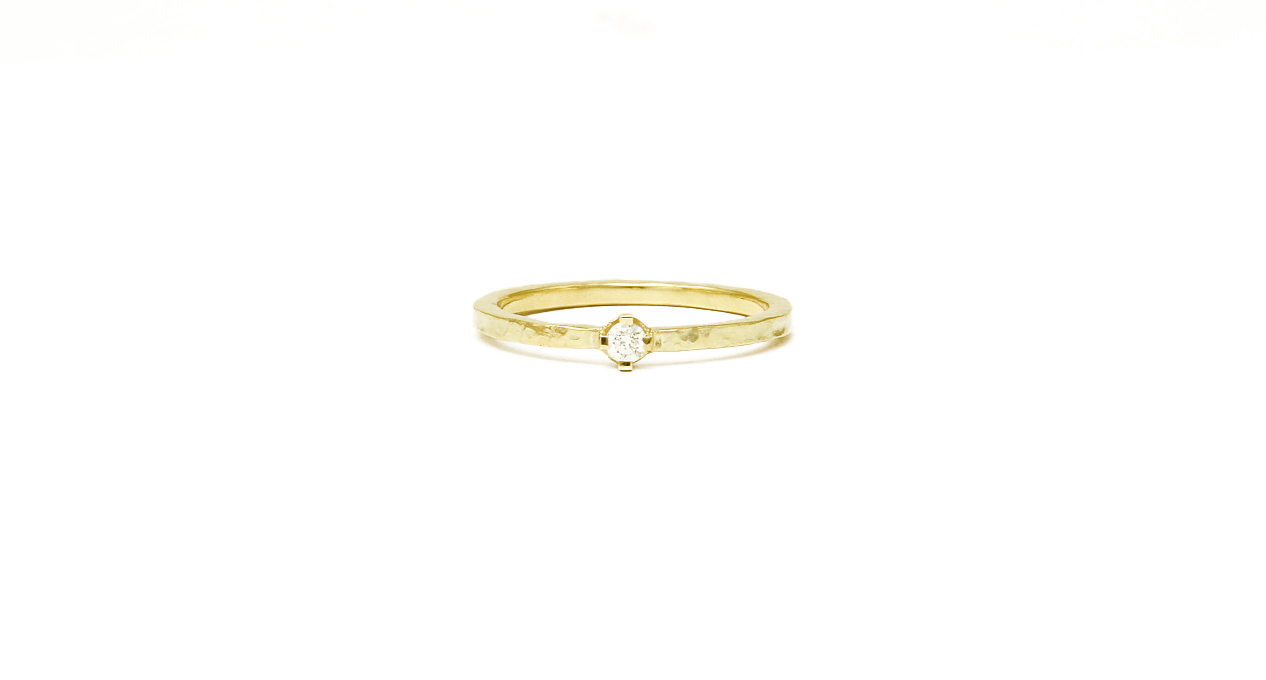 Hammered Gold and Diamond Engagement Ring